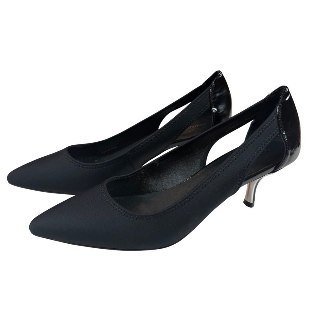 Donald Pliner Black Gaio Cutout Pointed Toe Kitten Heel Pumps Size 10M